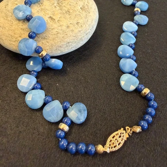 Peruvian Blue Opal and Lapis Lazuli Necklace - Picture 5 of 9